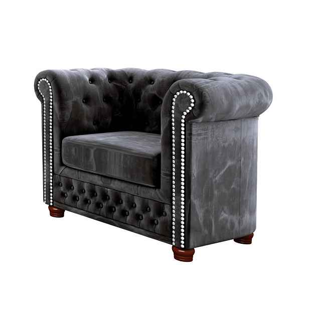 S-Style CHESTERFIELD KŘESLO Lauren z černého sametu