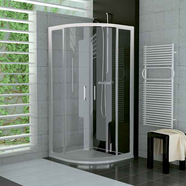 SanSwiss TER 50 080 01 07 Sprchový kout čtvrtkruhový 80×80 cm, matný elox/sklo