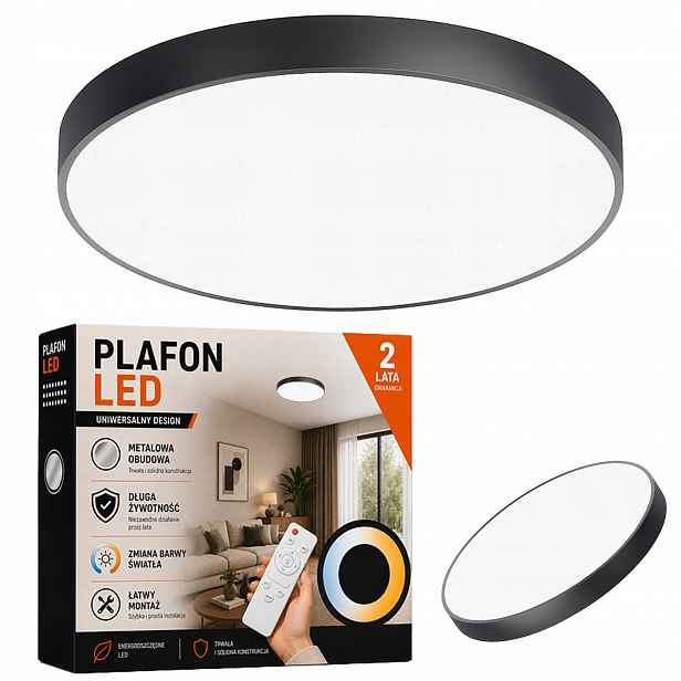 Stropní Svítidlo Černý Nástěnný 60 CM Kulatý Moderní Led Lampa S Dálkovým Ovládáním, Variabilní
