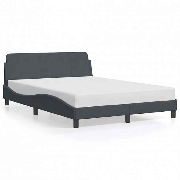 vidaXL Rám postele Dover tmavě šedý 140 x 190 cm samet