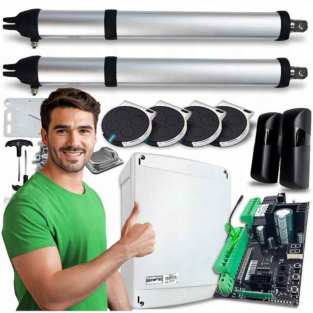 Set pohonu pro křídlové brány 8 m 4 ovladače pohon 400 kg Automat Slim