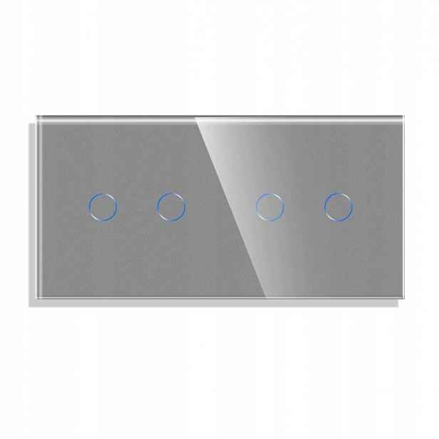 Dotykový Dvojitý Skleněný Stmívač Světla 2+2 Pro Tuya Zigbee 157mm Smart