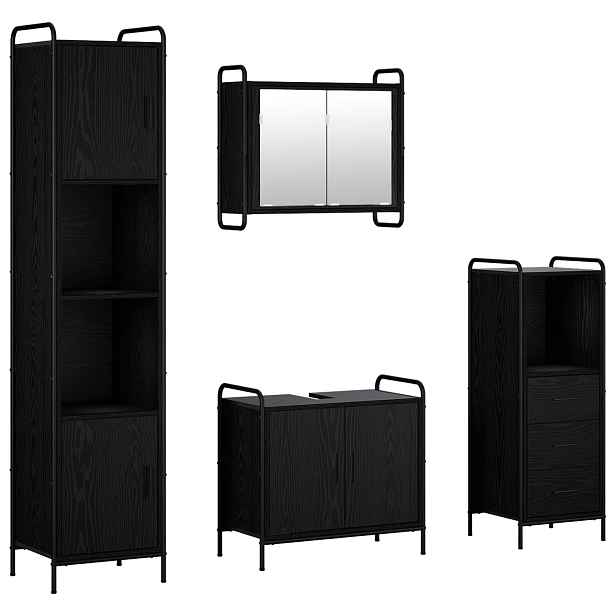 vidaXL Sada koupelnových skříněk 4 ks Černý dub 40 x 36 x 181 cm
