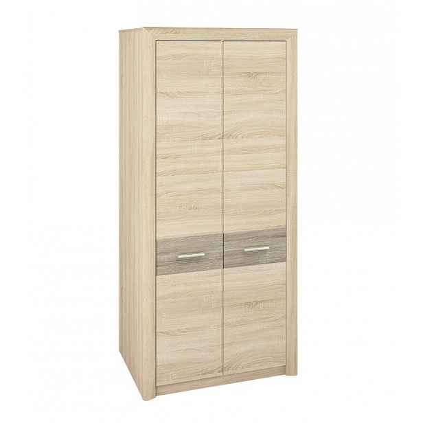 Šatní skříň KAELA - šířka 92 cm, světlý dub sonoma / sonoma lanýž