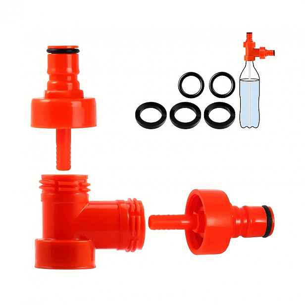 TEMU Sada adaptérů Lastic Carbonation Cap Tee, kulový zámek sudového sloupku 5/16'' pivní vsuvka, nástavec pro domácí vaření piva, měkké sodovky, PET