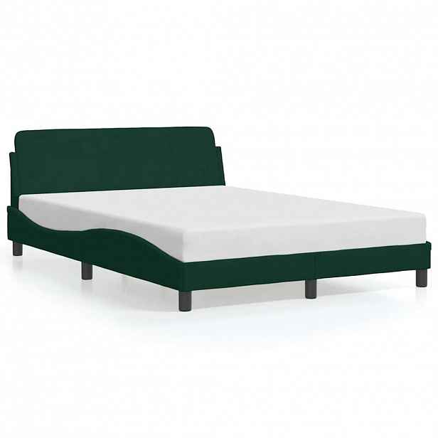 vidaXL Rám postele Dover tmavě zelená 140 x 190 cm samet