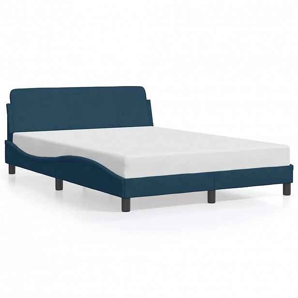 vidaXL Rám postele s čelem Dover modrý 140 x 190 cm samet