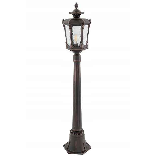 Zahradní lampa Amur Černá Zlatá Skleněná Stínidlo 1xE27 IP44 115cm Venkovní