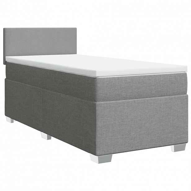 vidaXL Box spring postel s matrací světle šedý 100 x 200 cm textil