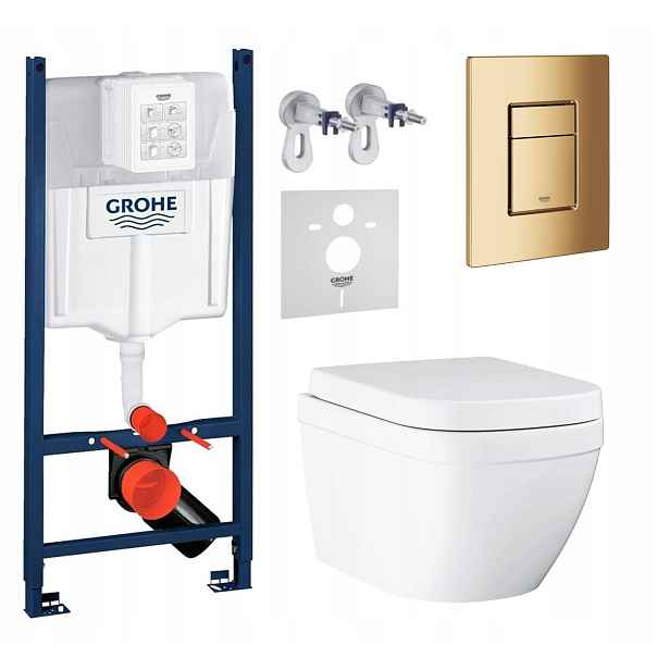 Podomítkový Wc set Stelaz s Wc mísou Grohe Euro Ceramic Tlačítko