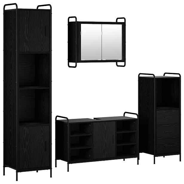 vidaXL Sada koupelnových skříněk 4 ks Černý dub 40 x 36 x 181 cm