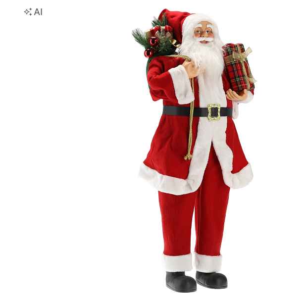 Mikuláš Vánoční 90 cm Velká dekorativní figurka s dárkem a sáčkem