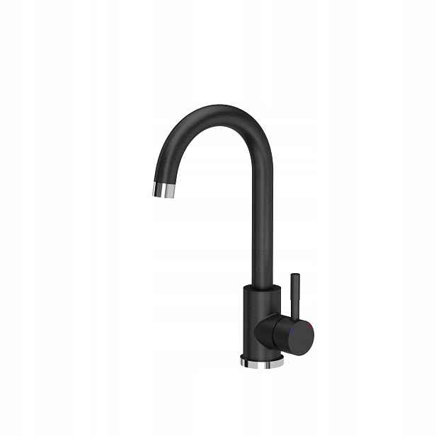 myQ Kuchyňská baterie Ganges ocel ušlechtilá stojící otočná černá 32 cm