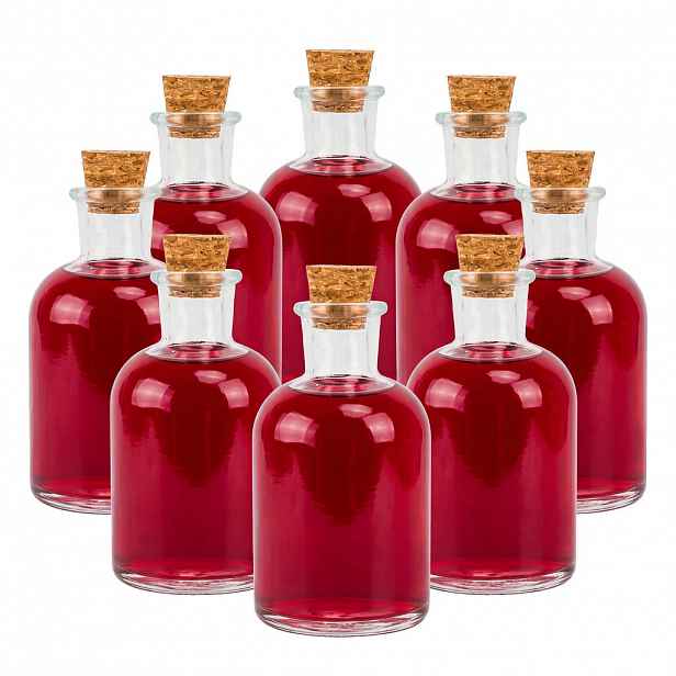 Relaxdays LAHVE transparentní přírodní 8dílná-sada s korkem 150 ml