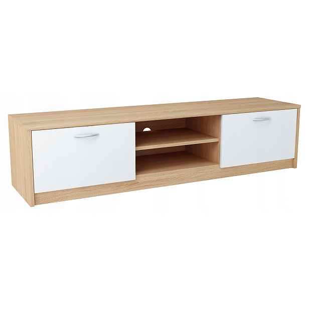 Skříňka Rtv stolek 2DC 160 cm Bílá-sonoma komoda Rob
