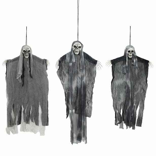vidaXL Halloweenský visící duch 3 ks Černá 66 x 110 cm Polyester