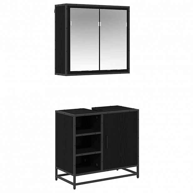 vidaXL Sada koupelnového nábytku 2 ks Černý dub 65 x 33 x 60 cm