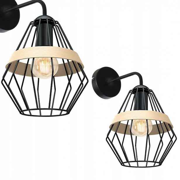 Nástěnná lampa Milagro Cliff Black MLP5523 Loft Černá Dřevo E27 60W