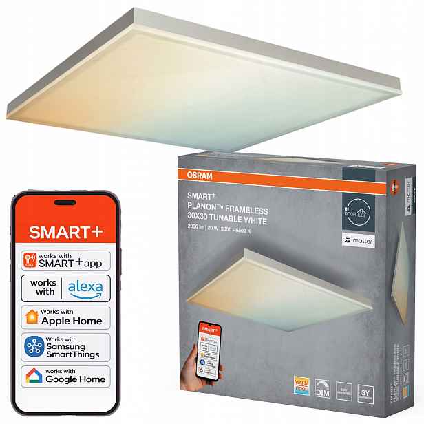 Led panel 20W 1600lm 3000-6500K Cct 30x30 cm Smart WiFi Matter Planon
