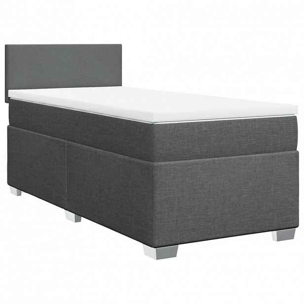 vidaXL Box spring postel s matrací tmavě šedá 100 x 200 cm textil