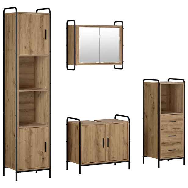 vidaXL Sada koupelnových skříněk 4 ks Dub artisan 40 x 36 x 181 cm