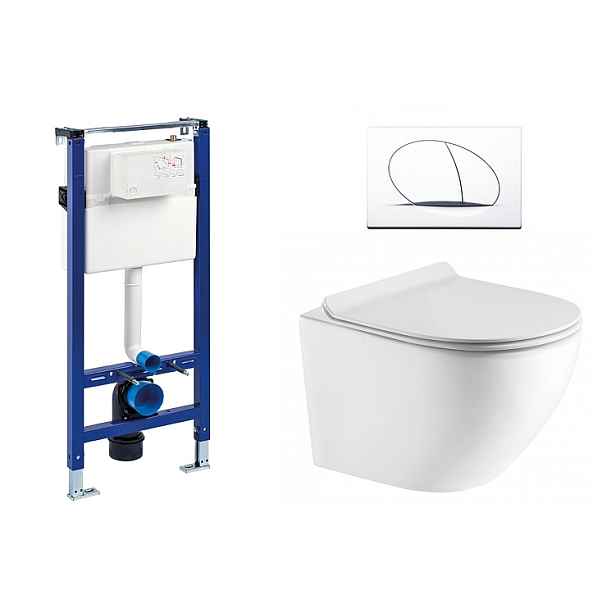 Liv-Fluidmaster Wc set Ring Gips podmítková nádrž do sádrokartonu; mísa; sedátko a bílé tlačítko 195853 - SET(195853; 223468; OLKLT046E)