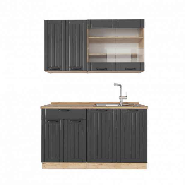 Vicco JEDNOTKOVÁ KUCHYNĚ Fame-Line Tmavě šedá 140 cm , PD Dub