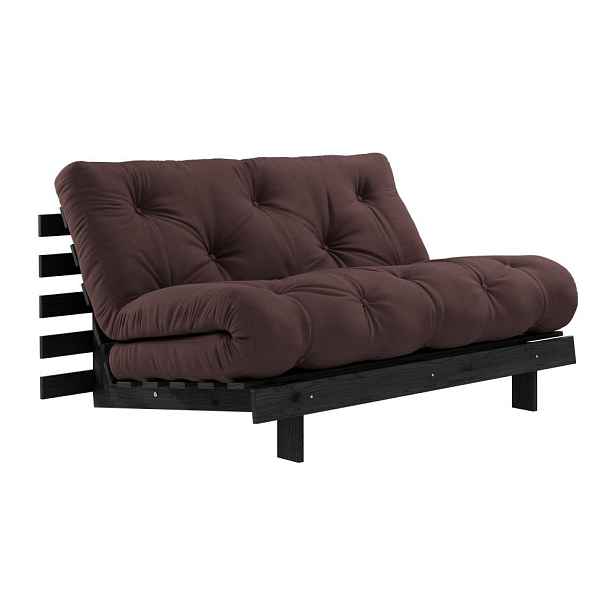 Tmavě hnědá rozkládací pohovka 140 cm Roots Black Night – Karup Design