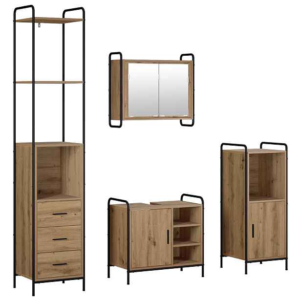 vidaXL Sada koupelnových skříněk 4 ks Dub artisan 40 x 36 x 200,5 cm