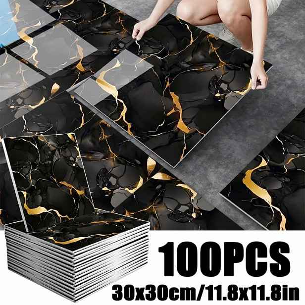 TEMU 50ks/100ks Balení Samolepicí Voděodolné PVC Tapety - Moderní Luxusní Lesklé, Vhodné do Koupelny, Vlhkostvzdorné Odnímatelné Krytí Stěn, Snadná