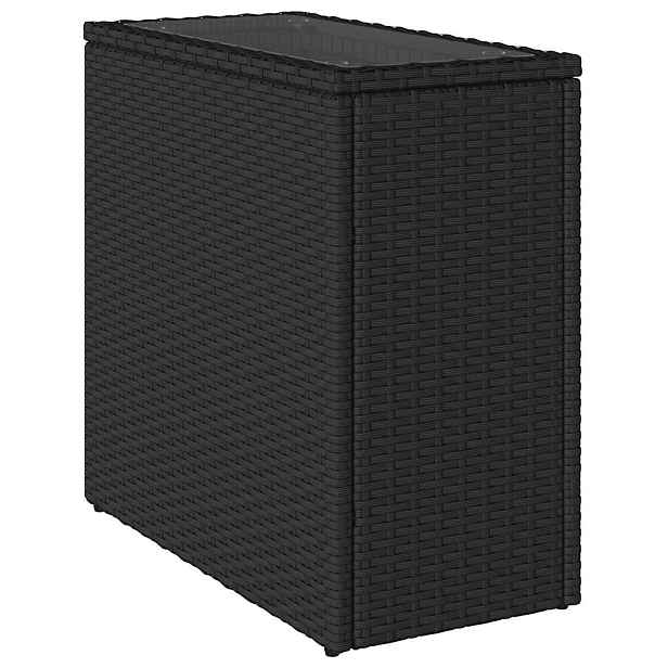vidaXL Zahradní stolek skleněná deska černý 58x27,5x55 cm polyratan