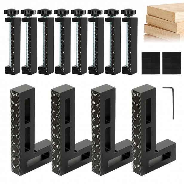Upínací Svorka 4X Rohový Úhlový Svěrák Rukojeť 140 MM Hliníková 90° Pro Dřevo