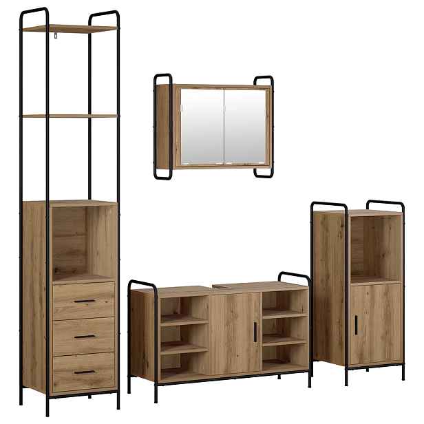 vidaXL Sada koupelnových skříněk 4 ks Dub artisan 40 x 36 x 200,5 cm