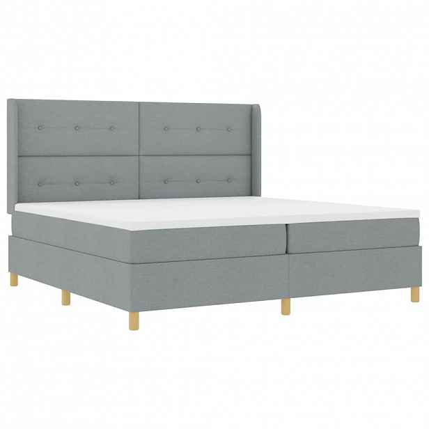 vidaXL Postel s boxspringem s čelo Světle šedá 200 x 200 cm textil