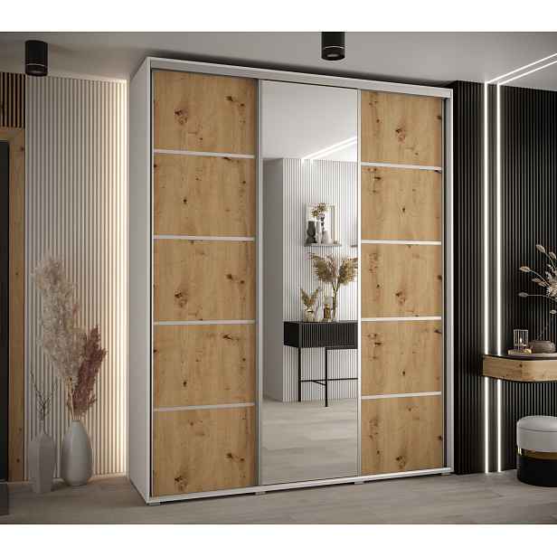 Šatní skříň Cannes 5 - hloubka 60 cm Barva korpusu: Černá, Rozměry: 180 cm, Dveře: Dub-Artisan