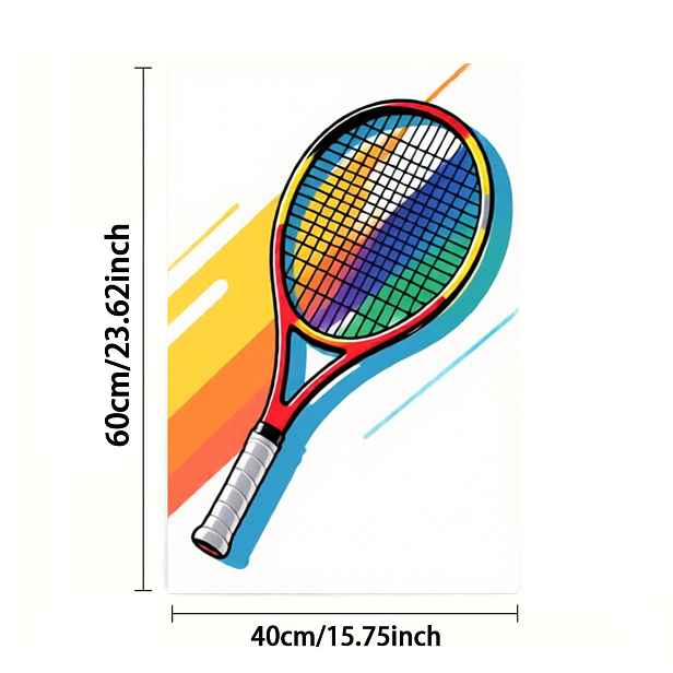 TEMU 2D Plochý, 1 ks 2 ks Tenisový Ručník Vhodný pro Sport a Posilovnu - Rychleschnoucí Mikrovlákno s Potiskem Tenisové Rakety, Měkký Bez Zápachu