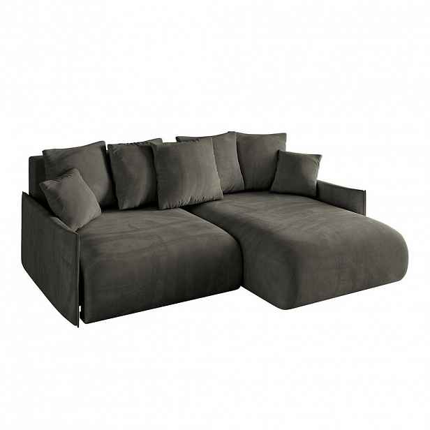 ALTDECOR ROHOVÁ SEDACÍ SOUPRAVA s otomanem vpravo ONESK-L -v1 216x177x72 černý velur
