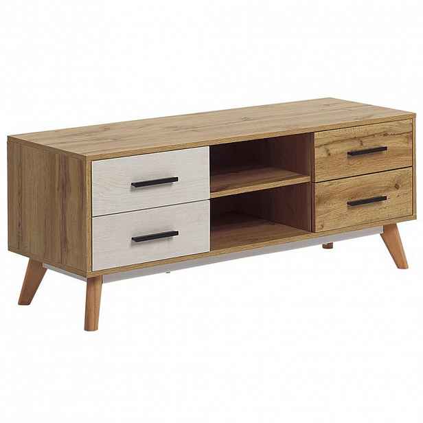 Beliani TV STOLEK Světle hnědý, Bílý FLORIDA 40/120/49 cm