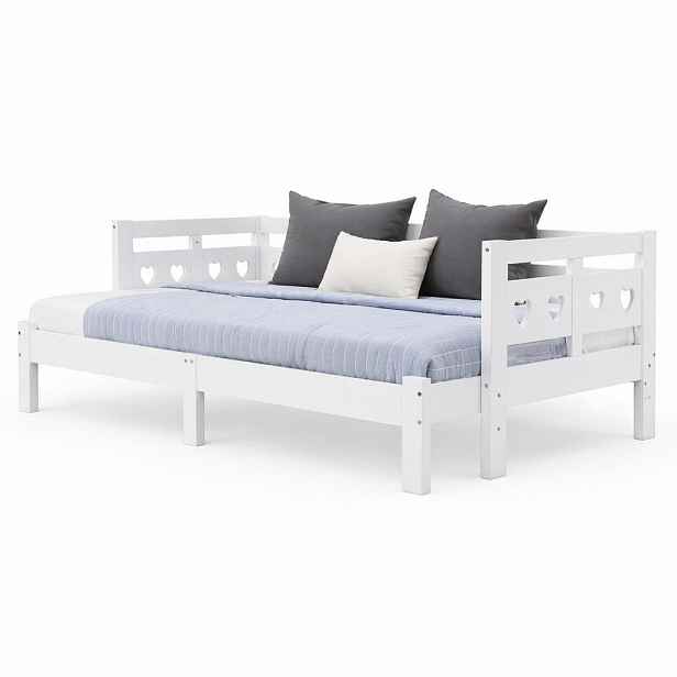 CHICFURN DENNÍ POSTEL 90/200 cm v bílé barvě s výsuvnou druhou spací plochou