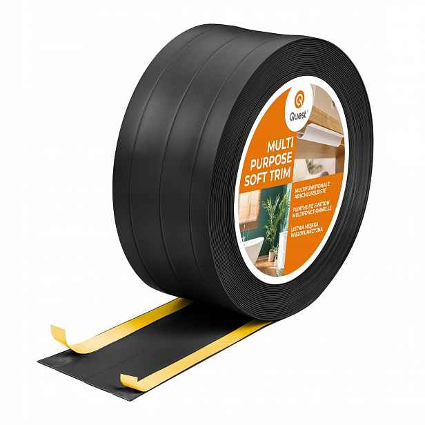 Multifunkční lišta z Pvc 4v1 samolepicí, černá, 20 m, 95 mm, W3