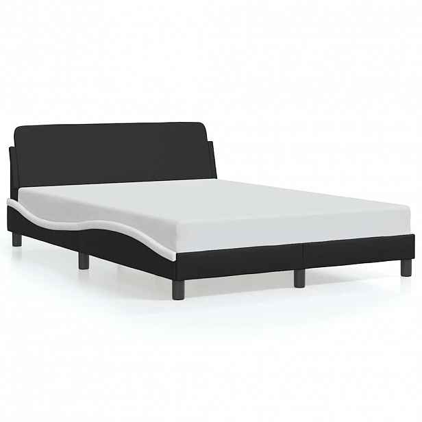 vidaXL Rám postele Dover černý a bílý 140 x 190 cm umělá kůže