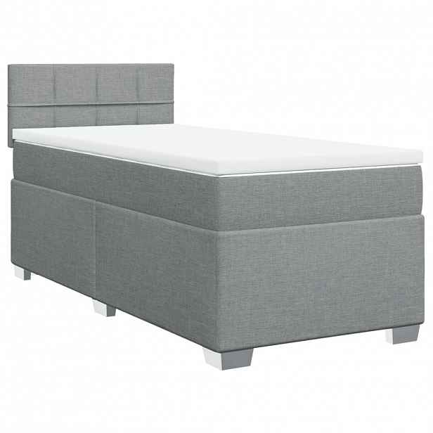 vidaXL Box spring postel s matrací světle šedý 100 x 200 cm textil