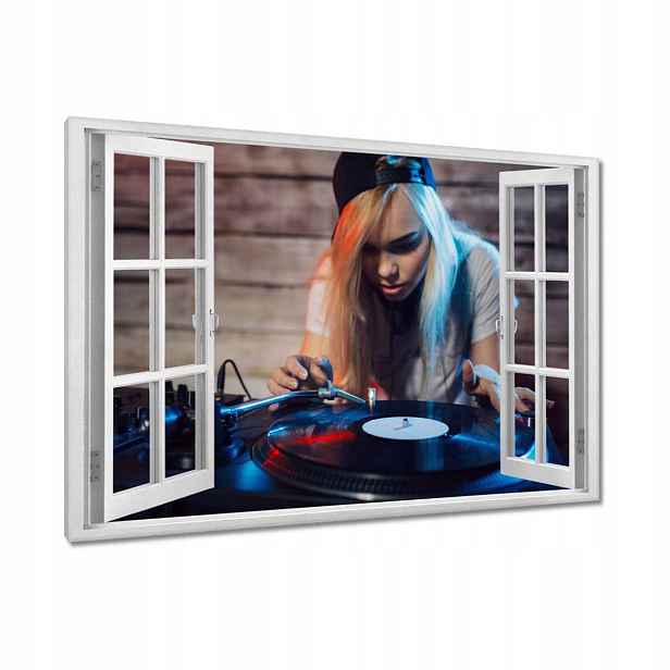 Obrazy 90x60 DJka Laska Dj Gramofon