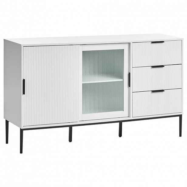 Beliani SIDEBOARD se skleněnými dveřmi Bílý Leduc