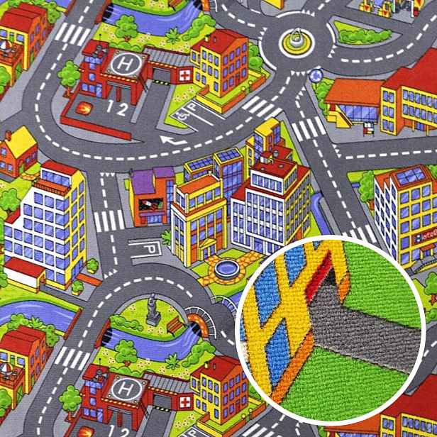 Dětský metrážový koberec Big City 97, na míru, šíře 4m, vícebarevná, filc, dětský pokoj, Associated Weavers