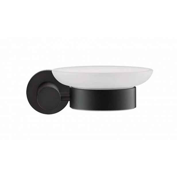 Duravit D-Code - Mýdlenka s držákem, pravá, mléčné sklo/matná černá 0099184600