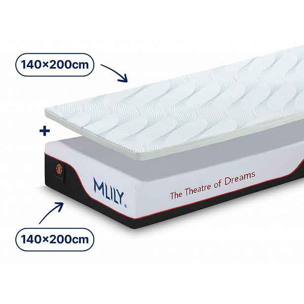 Set 1x Matrace Mlily® Manchester United Supreme 140x200 cm a 1x Přistýlka Dormeo Aloe Vera Vitalis 2v1 5 cm 140x200 cm