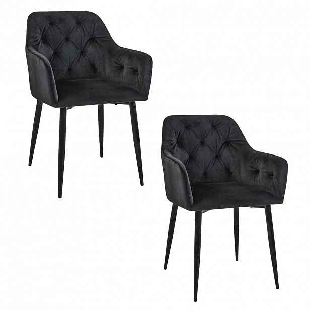 Set 2x jídelní čalouněná židle ZIBURA - černý