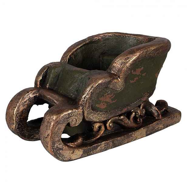 Vánoční dekorace zelené vintage sáně - 35*23*21 cm Clayre & Eef