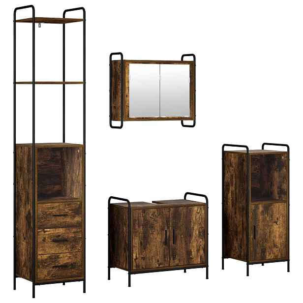 vidaXL Sada koupelnových skříněk 4 ks Kouřový dub 40 x 36 x 200,5 cm